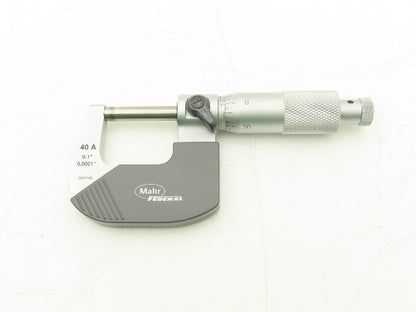 Mahr Federal 4134911 Micromar 40A Outside Micrometer 0-1" Range .0001" Ratchet