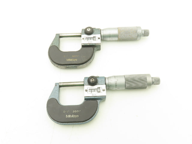 Mitutoyo 193-211 Mechanical Digit Counter Micrometer 0-1" Range Blue  LOT OF 2
