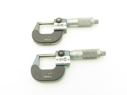 Mitutoyo 193-211 Mechanical Digit Counter Micrometer 0-1" Range Blue  LOT OF 2