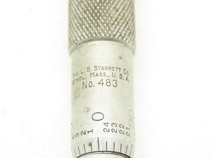 Starrett 483 V-Anvil Micrometer 1-2" Range Flat Spindle Ratchet Stop
