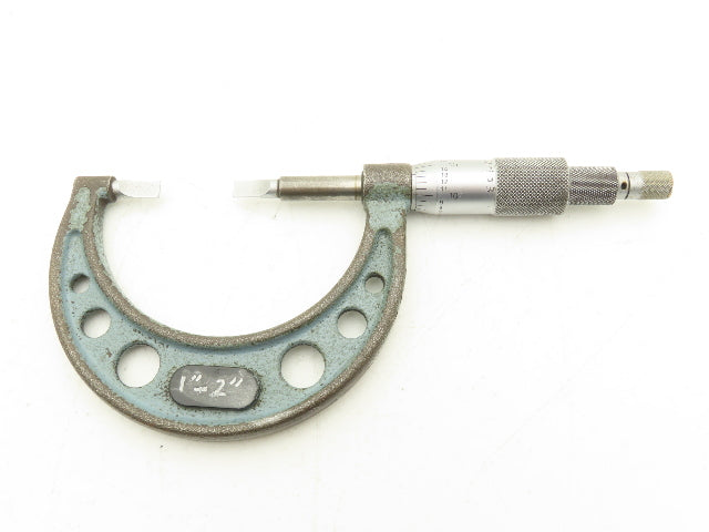 Mitutoyo 122-126 Blade Micrometer 1-2" Range Non-Rotating Spindle Ratchet Stop