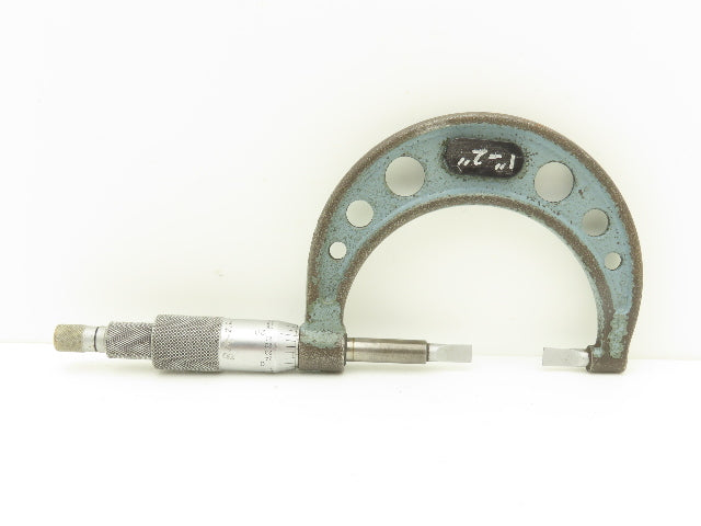 Mitutoyo 122-126 Blade Micrometer 1-2" Range Non-Rotating Spindle Ratchet Stop