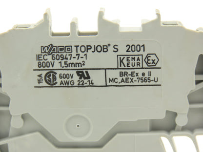 Wago 2001-1201 Feed Through Terminal Block 2.5 mm² 800V Spring Cage Lot of 177