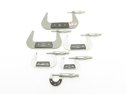 Mechanical Outside Micrometer Set 0-6" Range .0001" Ratchet Stop  6pc Set