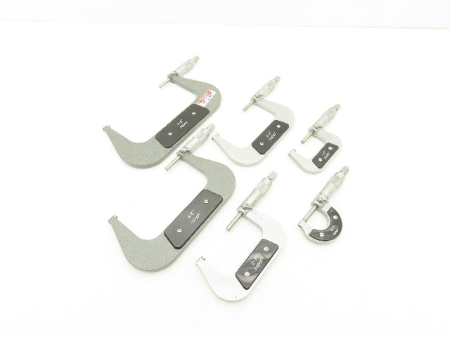 Mechanical Outside Micrometer Set 0-6" Range .0001" Ratchet Stop  6pc Set