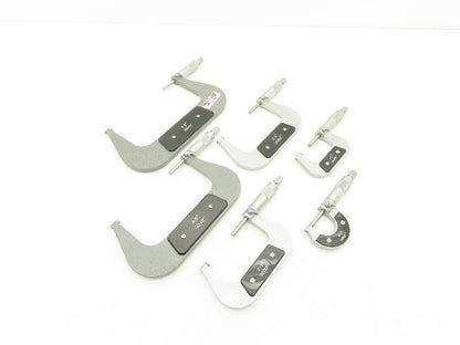 Mechanical Outside Micrometer Set 0-6" Range .0001" Ratchet Stop  6pc Set