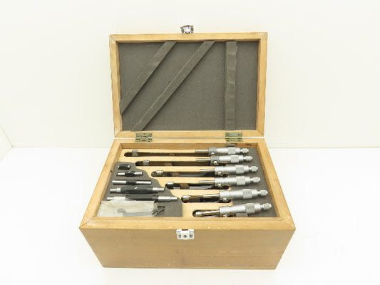 Mechanical Outside Micrometer Set 0-6" Range .0001" Ratchet Stop  6pc Set