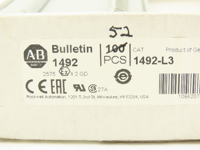 Allen Bradley 1492-L3 IEC Terminal Block 5.1x59.5x31.3mm Spring Clip Lot of 52