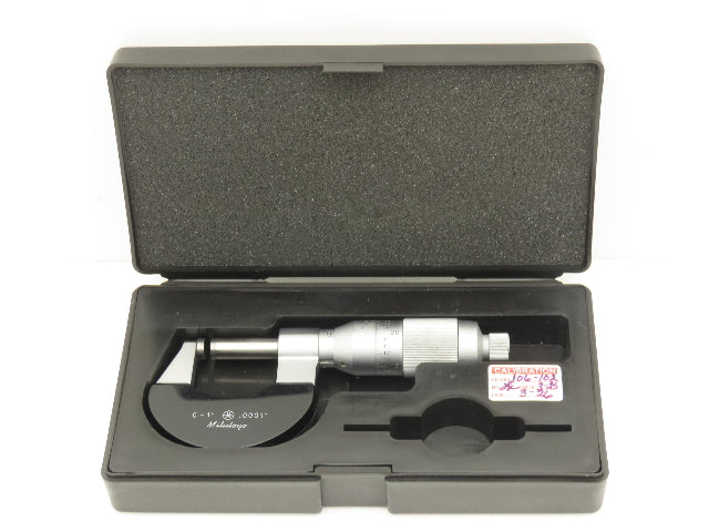 Mitutoyo 106-102 Outside Micrometer 0-1" Range .0001" Non-Rotating Spindle