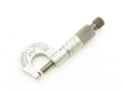 Starrett 576 Outside Micrometer 0-1/2" Range .001" Round Anvil Ratchet Stop
