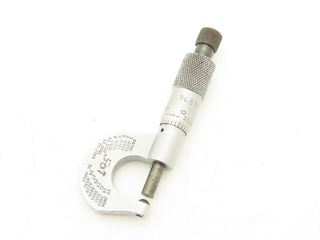 Starrett 576 Outside Micrometer 0-1/2" Range .001" Round Anvil Ratchet Stop