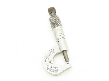 Starrett 576 Outside Micrometer 0-1/2" Range .001" Round Anvil Ratchet Stop