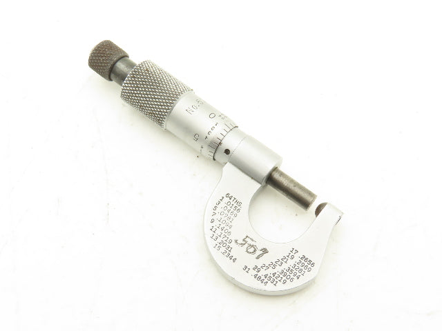 Starrett 576 Outside Micrometer 0-1/2" Range .001" Round Anvil Ratchet Stop