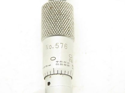 Starrett 576 Outside Micrometer 0-1/2" Range .001" Round Anvil Ratchet Stop