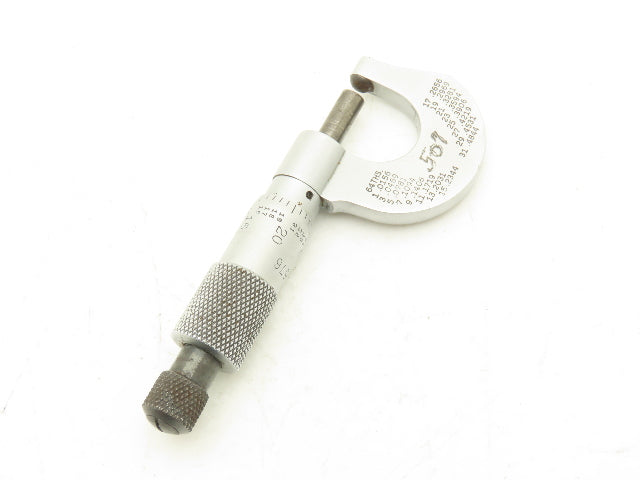 Starrett 576 Outside Micrometer 0-1/2" Range .001" Round Anvil Ratchet Stop