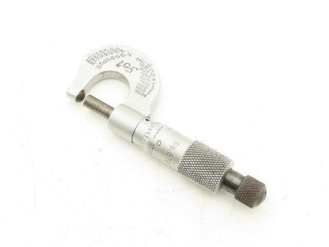 Starrett 576 Outside Micrometer 0-1/2" Range .001" Round Anvil Ratchet Stop