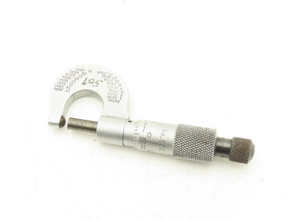 Starrett 576 Outside Micrometer 0-1/2" Range .001" Round Anvil Ratchet Stop