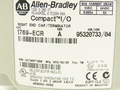 Allen Bradley 1769-PA2 Compact I/O Power Supply Series A w/Terminator End Cap