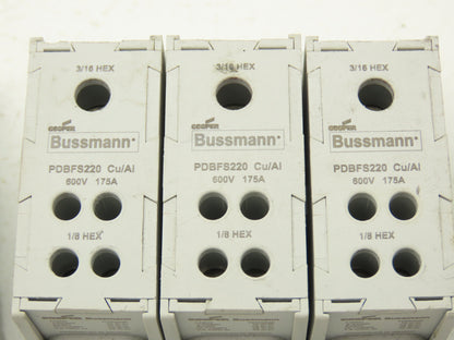Bussman PDBFS220 Power Distribution Block 600V 175A 2-14awg Lot of 9