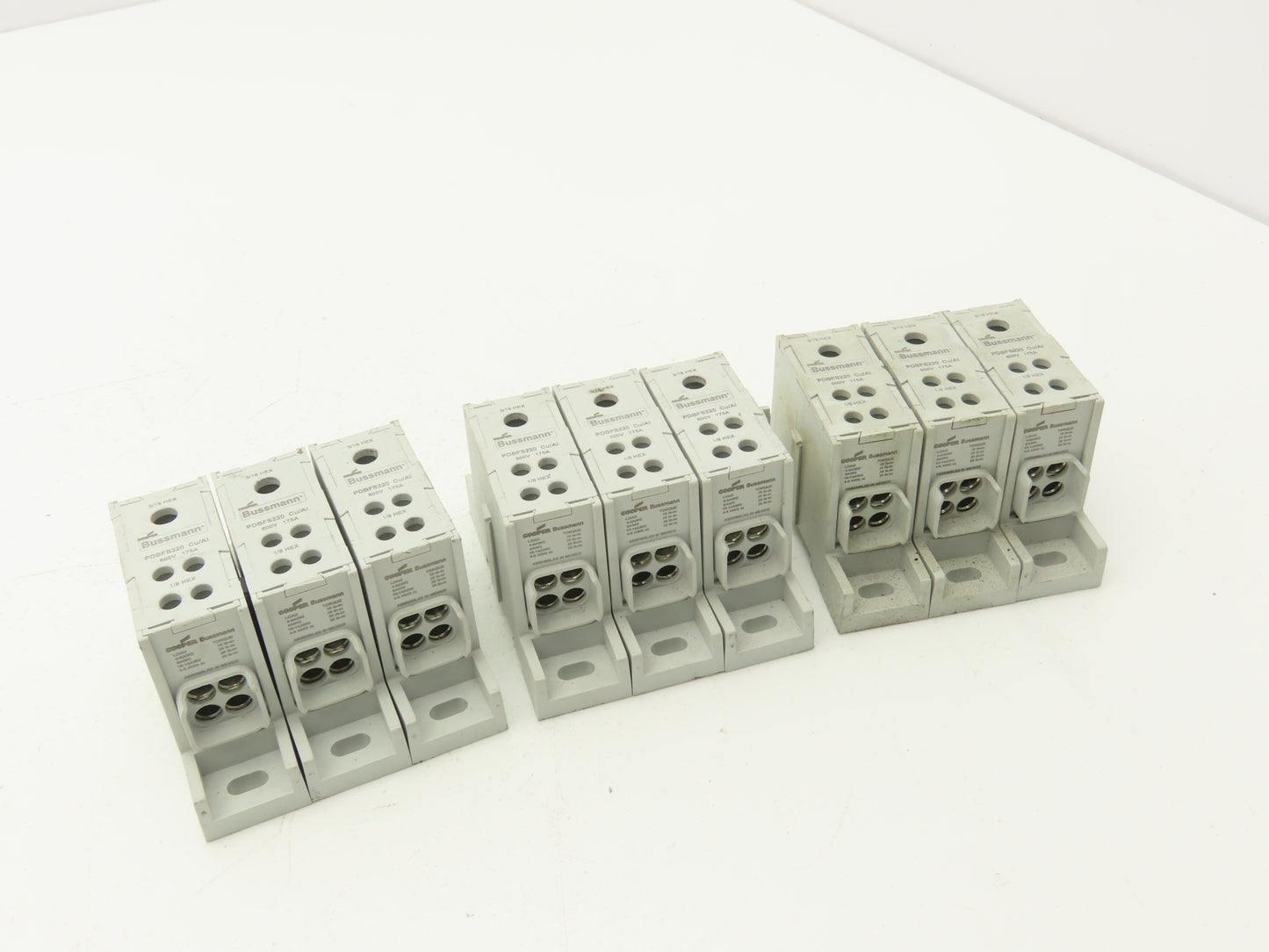 Bussman PDBFS220 Power Distribution Block 600V 175A 2-14awg Lot of 9