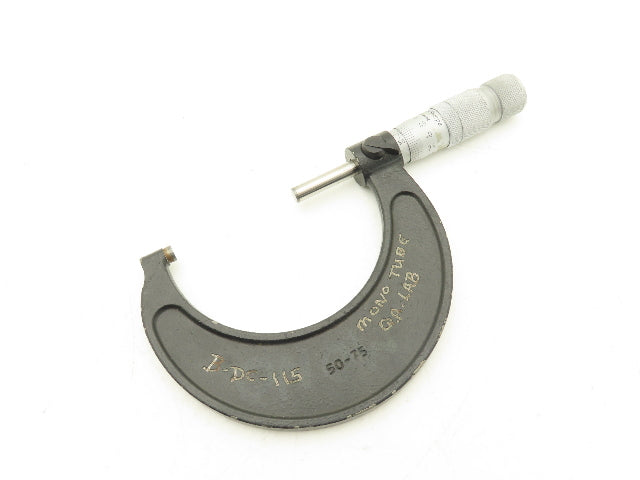 Brown & Sharpe 50-75 Outside Micrometer 50-75mm Range Flat Anvil