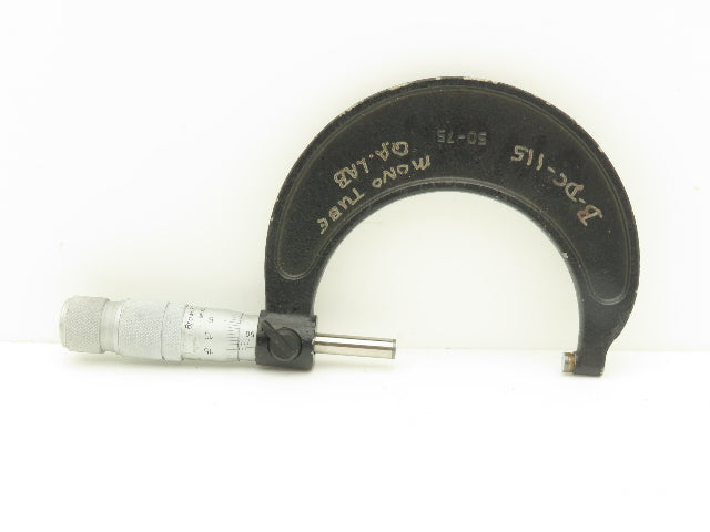 Brown & Sharpe 50-75 Outside Micrometer 50-75mm Range Flat Anvil