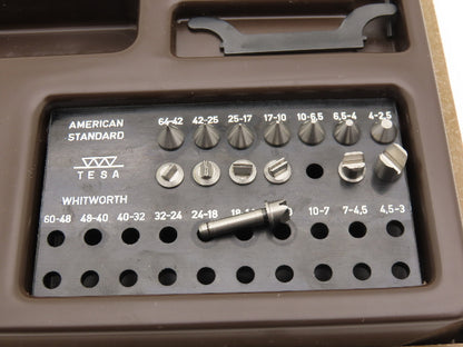 Tesa Brown & Sharpe 10-372-1 Thread Pitch Micrometer 1-2" Range Standard Anvils