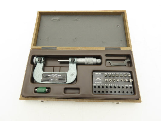 Tesa Brown & Sharpe 10-372-1 Thread Pitch Micrometer 1-2" Range Standard Anvils
