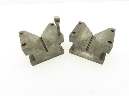 Precision Steel V Block 5/16-18 Machinist Tool 2-7/8 X 4 X 2-7/8" Lot Of 2