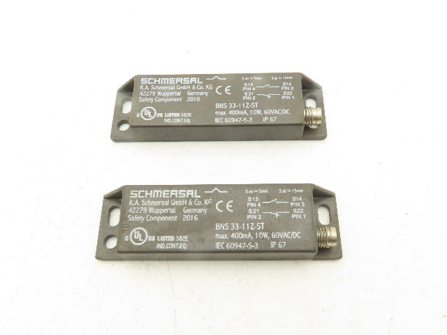 Schmersal BNS 33-11Z-ST Magnetic Safety Sensor 400mA 10W 60V AC/DC Lot of 2