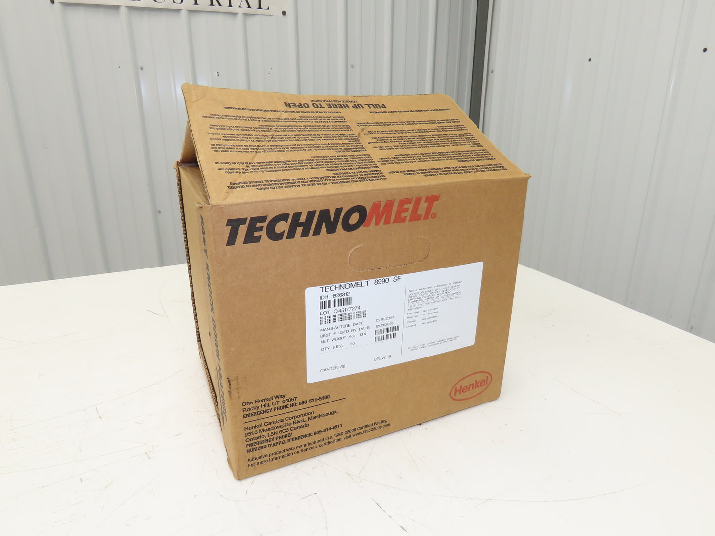 Henkel 8990 Technomelt Hot Melt Adhesive Glue 30lbs Carton BB 12/20/2026