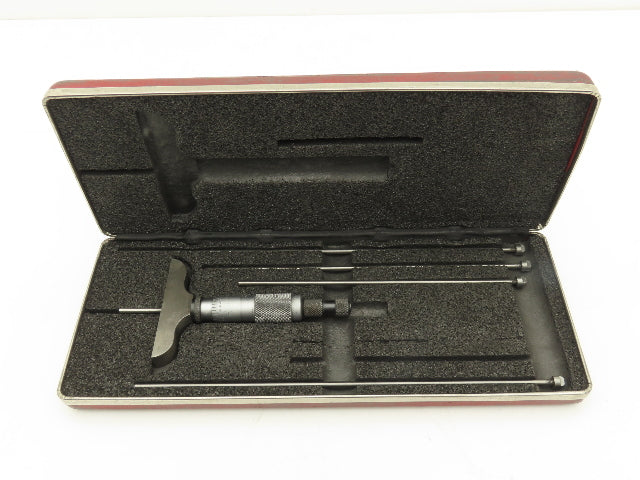Starrett 440 Depth Micrometer with 5 Rods 4"-9" Missing 5" Rod