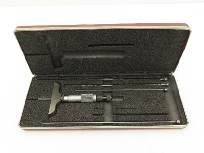 Starrett 440 Depth Micrometer with 5 Rods 4"-9" Missing 5" Rod