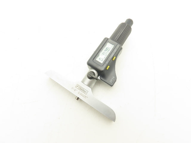 Fowler 54-225-456-0 Digital Depth Micrometer 0-6" 150mm Range 4" Base 6 Rods