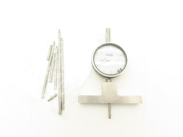 Fowler 52-125-006-1 X-Depth Dial Depth Gage 0-22" Range .001" 4"Base 7 Rods
