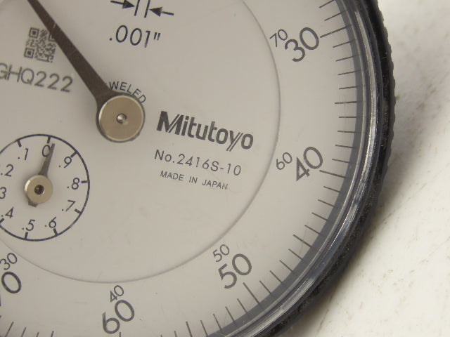 Mitutoyo 2416S-10 Dial Drop Indicator 0-100 Dial 0-1" Range .001" Flat Back