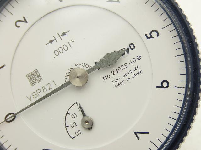 Mitutoyo 2802S-10 Dial Drop Indicator 0-10 Dial .025" Range .0001" Lug Mount