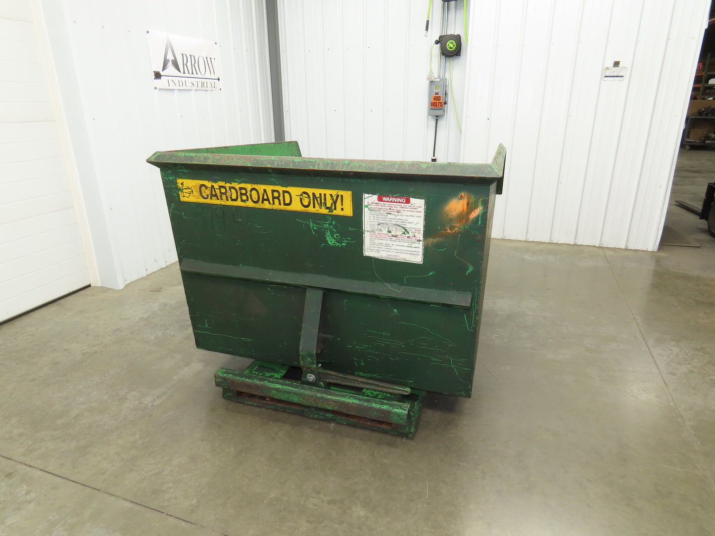 Roura Self Dumping Hopper 2 Yard Forklift Steel Dumpster 64x57x46" Damaged