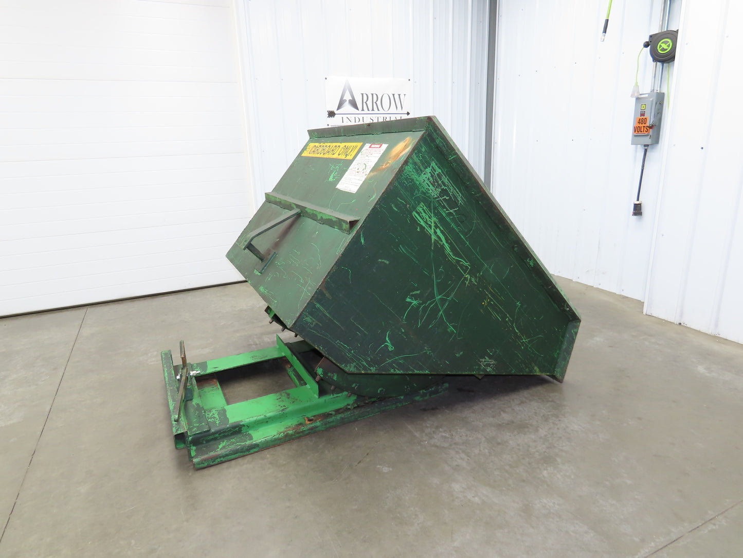 Roura Self Dumping Hopper 2 Yard Forklift Steel Dumpster 64x57x46" Damaged