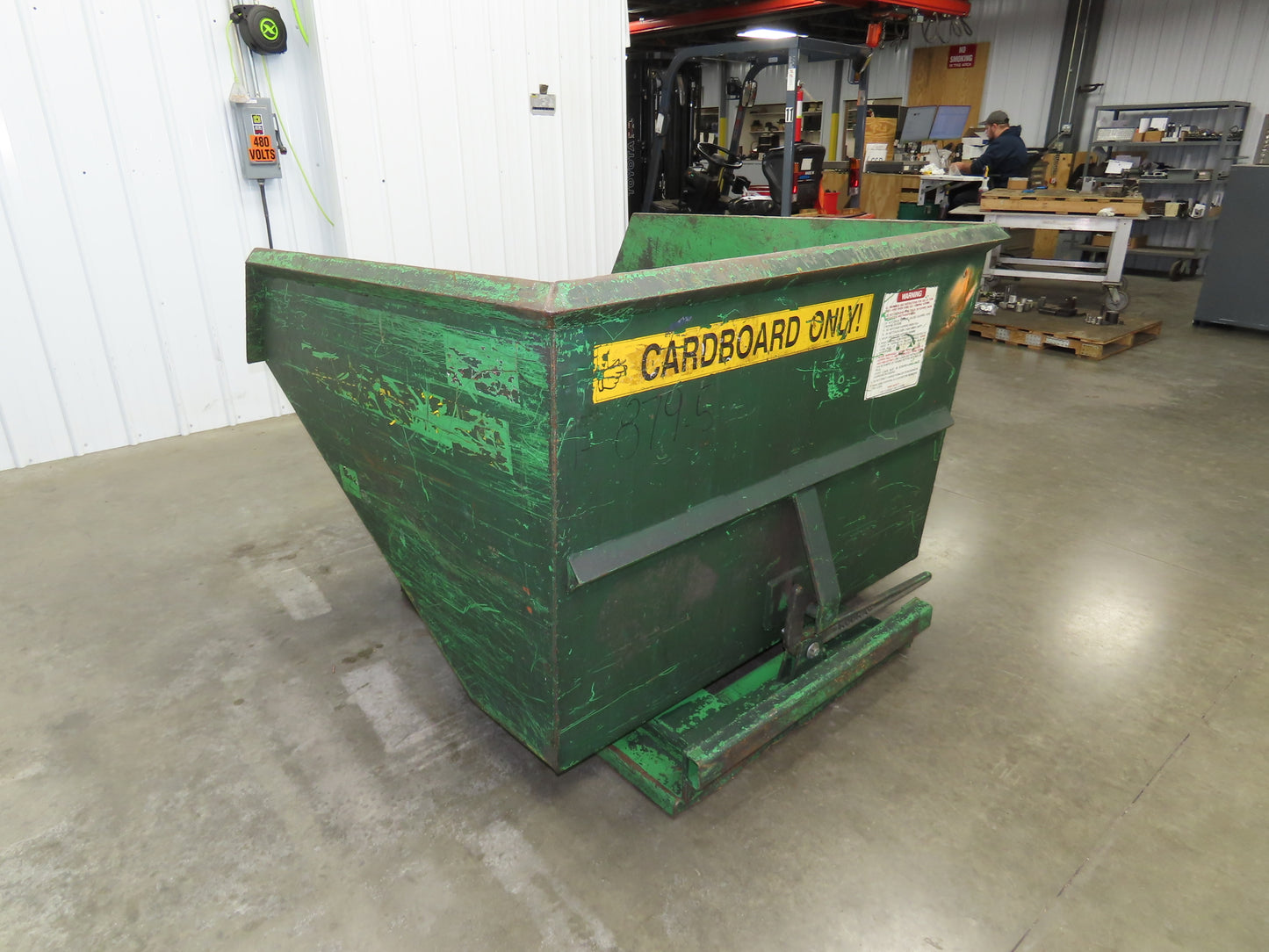 Roura Self Dumping Hopper 2 Yard Forklift Steel Dumpster 64x57x46" Damaged