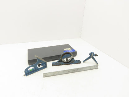 Fowler 52-370-012-0 Combination Square Set Level & Protractor 12" Blade Ruler