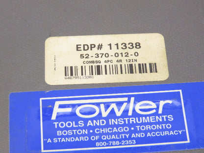 Fowler 52-370-012-0 Combination Square Set Level & Protractor 12" Blade Ruler