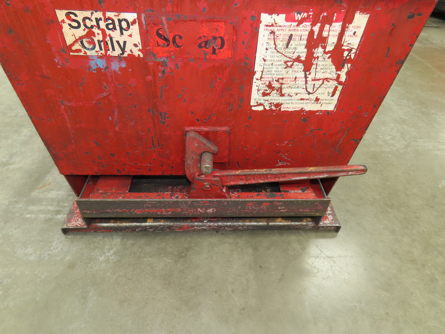 Roura Self Dumping Hopper 1/2 Yard Forklift Steel Dumpster 50x38x32"