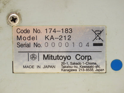Mitutoyo KA-212 Digital Counter 2-Axis Panel for Profile Projector KA200 174-183