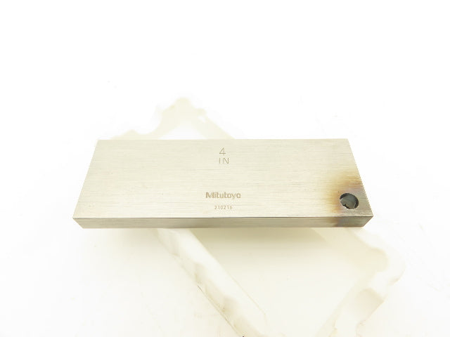 Mitutoyo 611204-551 Steel Rectangular Gage Block 4.000" Grade AS-2 w/Drill Hole