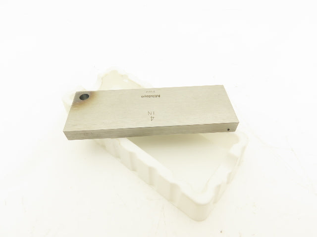 Mitutoyo 611204-551 Steel Rectangular Gage Block 4.000" Grade AS-2 w/Drill Hole