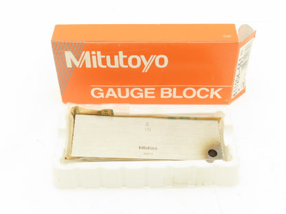 Mitutoyo 611204-551 Steel Rectangular Gage Block 4.000" Grade AS-2 w/Drill Hole