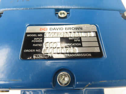 Textron David Brown M0432100BANU4 Inline Helical Gearbox 100:1 Reducer 18rpm 56C