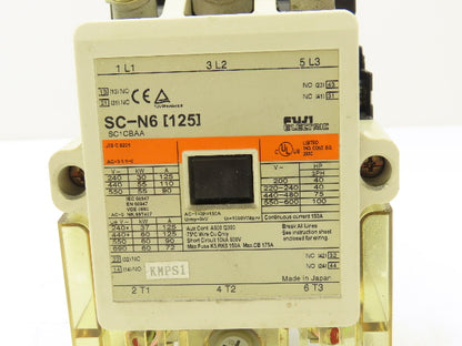 Fuji SC-N6(125) Motor Starter Contactor 3-Pole 125A 75Hp 120V Coil