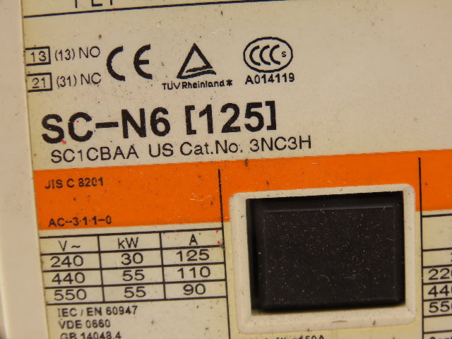 Fuji SC-N6(125) Motor Starter Contactor 3-Pole 125A 75Hp 120V Coil